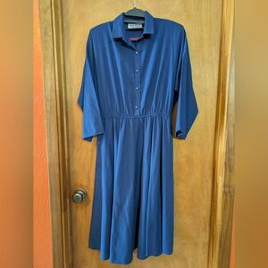 Vintage THE AMERICAN SHIRT DRESS Fit & Flare Dress Navy Twill Women's 13/14